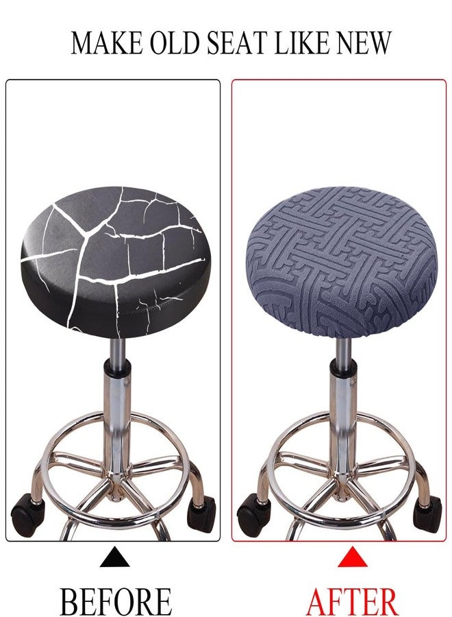 مجموعة أغطية مقاعد بار دائرية من لوسينويرت، 4 قطع، أغطية كراسي دائرية من قماش الجاكار المطاطي، مناسبة لكراسي البار مقاس 14-17 بوصة، مزودة بأربطة مطاطية، لون أزرق رمادي - Image 3